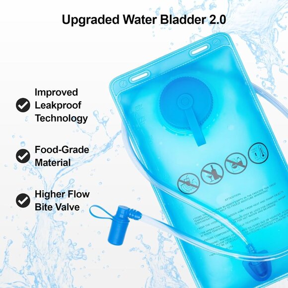 EVERFUN Hydration Backpack W/ Water Bladder 2L Insulated/Lightweight Black - Picture 6 of 10